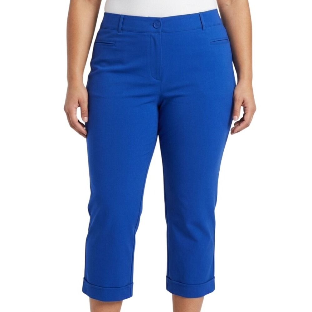Betabrand Cosmo Crop Dress Pant Yoga Pants Womens 3X Blue Workwear Stretch 6235